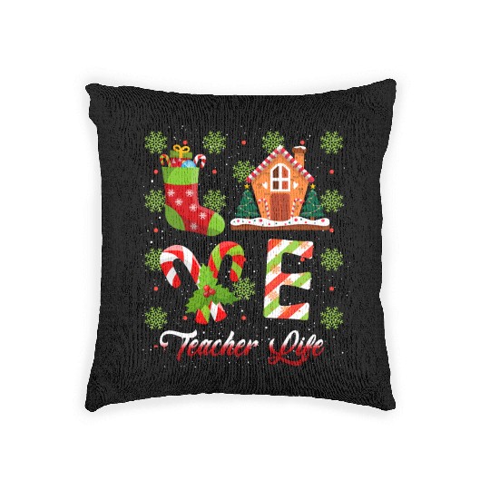Love Christmas Teacher Life Woven Pillows