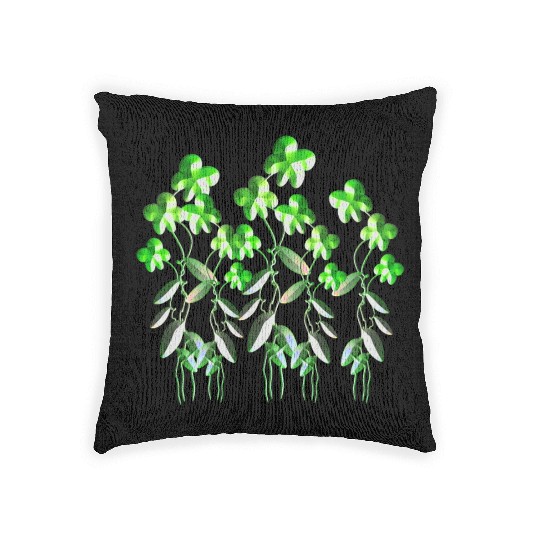 green flowers icon glitter plants Woven Pillows