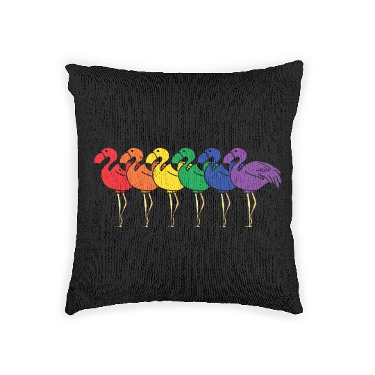 LGBT Flamingo Rainbow Gay Lesbian Pride Gift Woven Pillows