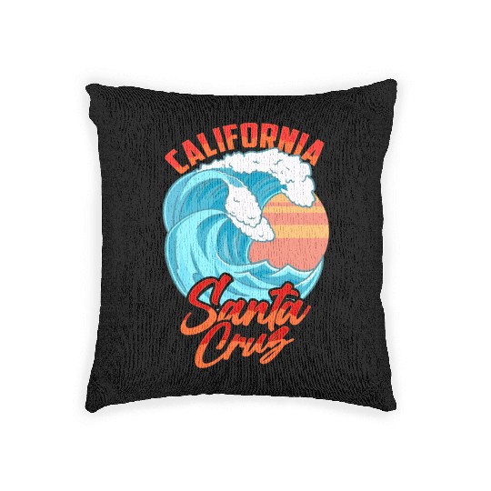 Santa Cruz California Waves Surf Beach Woven Pillows