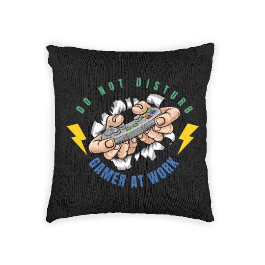 Do Not Disturb Gamer At Work-Gaming Lover Woven Pillows
