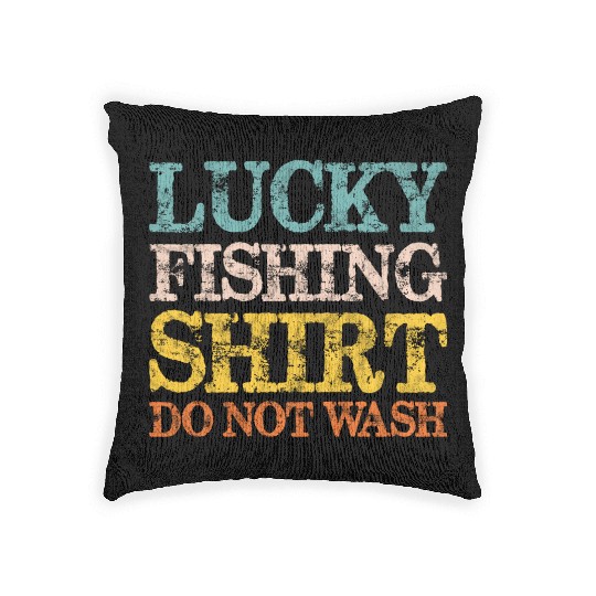 Vintage Lucky Fishing Woven Pillows Do Not Wash Fisherman
