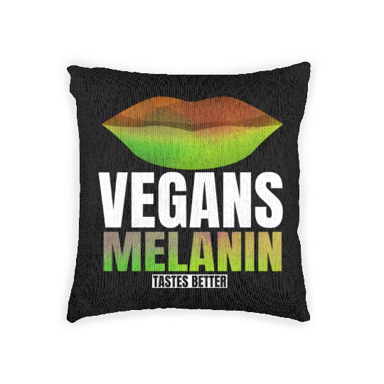 Lovable Melanin Of Vegans Quote Woven Pillows