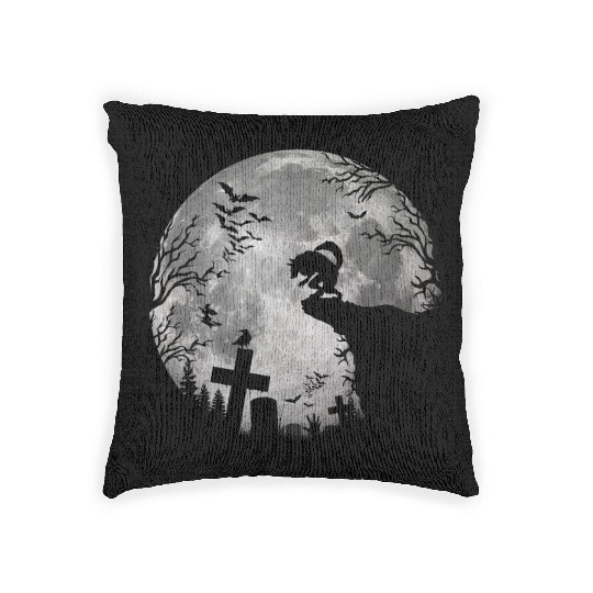 Halloween Werewolf Full Moon Bats and Black trick Woven Pillows
