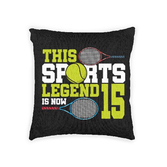 This Sports Legend Is Now 15, Tennis 15th Birthday Woven Pillows