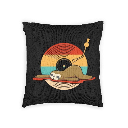 Music Vinyl LP Collection Cute Sleeping Sloth Woven Pillows