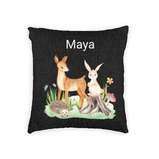 Animal deer rabbit hedgehog Maya Woven Pillows