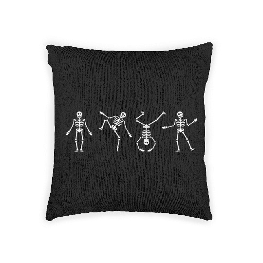 Dancing Skeleton Halloween Woven Pillows