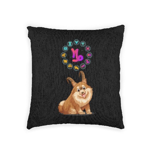 Funny Dog Lover Horoscope Capricorn Zodiac Sign Woven Pillows