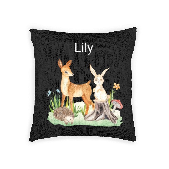 Animal deer rabbit hedgehog Lily Woven Pillows
