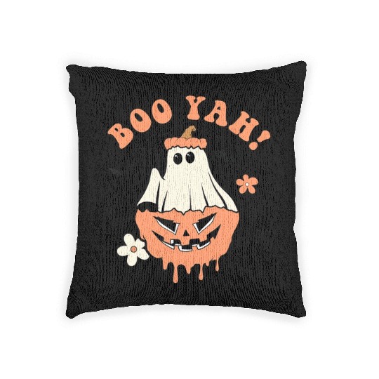 Halloween Trick Or Treat Spooky Season Boo Yah Woven Pillows