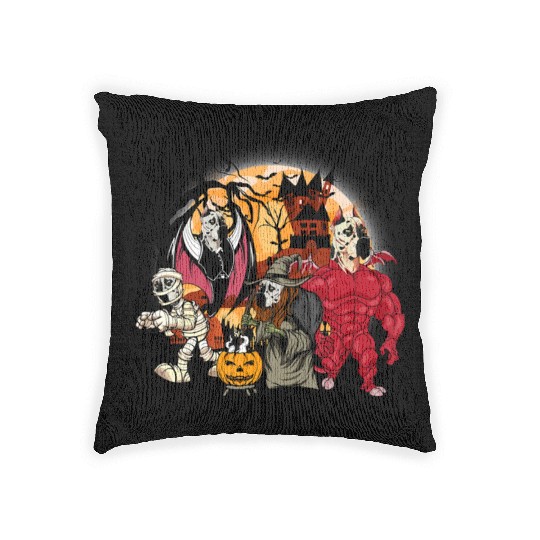 Great Dane Vampire Mummy Evil Witch Halloween Woven Pillows