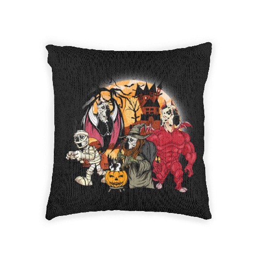 Great Dane Vampire Mummy Evil Witch Halloween Woven Pillows