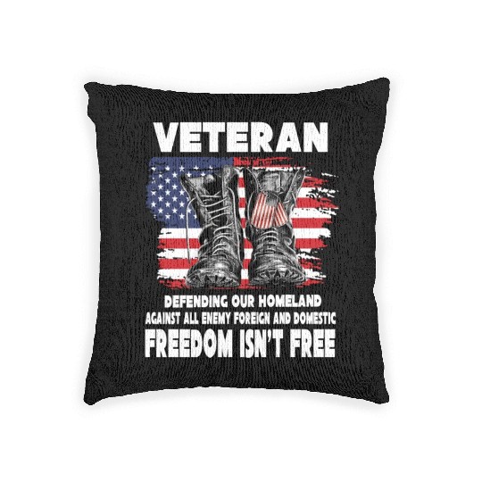 VETERAN PROTECTING AT HOME FREEDOM ISNT FREE Woven Pillows