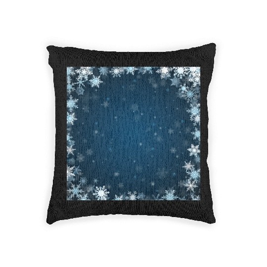 Navy Blue White Snowflakes Pattern Woven Pillows