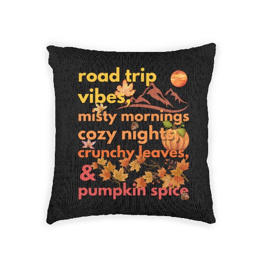 road trip vibes misty mornings cozy nights Woven Pillows