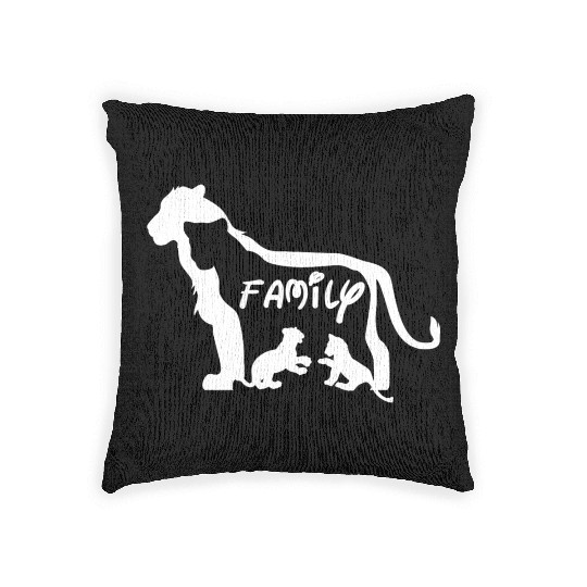 Lion Family White Woven Pillows