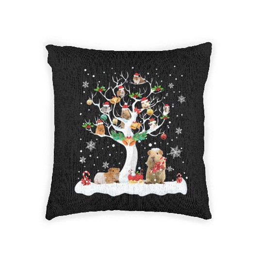 Guinea Pig Christmas On Winter Tree Goat Lover Woven Pillows