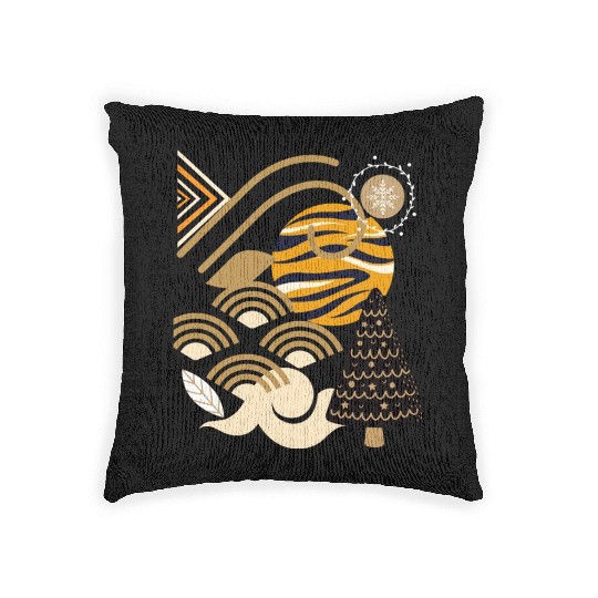 Winter Abstract Geometric Leopard Snow Woven Pillows