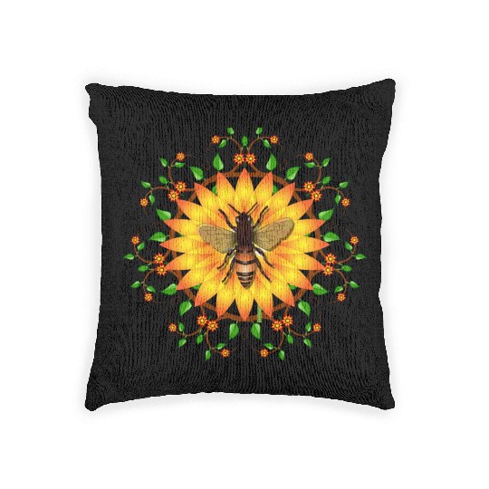 Save honey bees protect environment sunflower Apia Woven Pillows