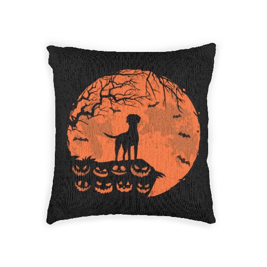 Rhodesian Ridgeback And Moon Halloween Funny Dog Woven Pillows