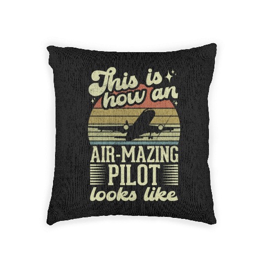 Aircraft Pun Airmazing Pilot - Airline Pilot Woven Pillows