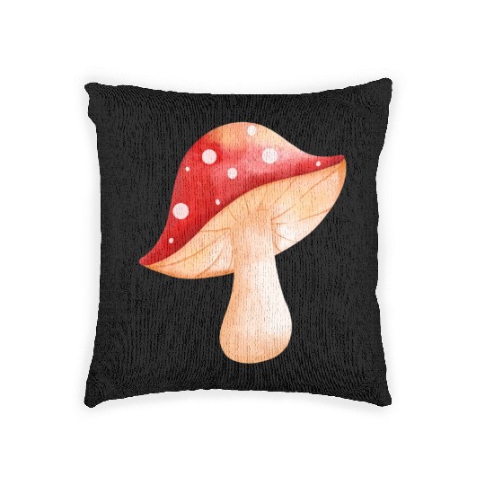 sweet watercolor mushroom Woven Pillows