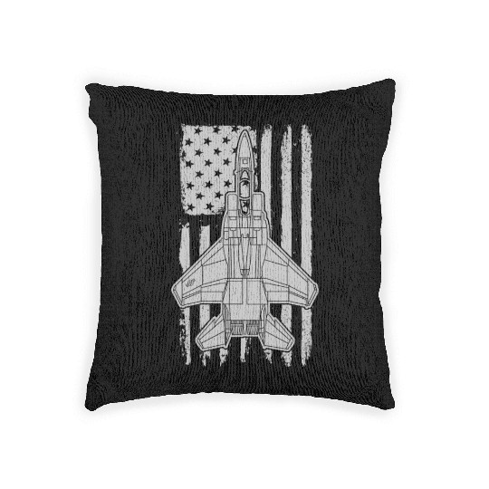 F-15 Eagle Fighter Jet Airplane American Flag F15 Woven Pillows