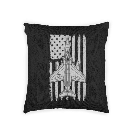 F-4 Phantom Fighter Jet Airplane American Flag F4 Woven Pillows