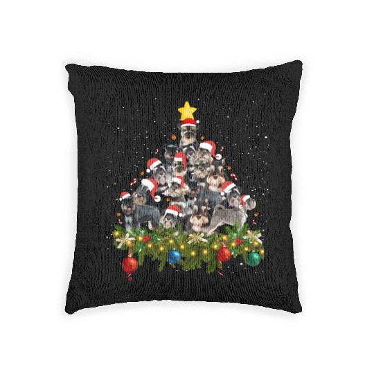 Schnauzer Dogs Tree Christmas Sweater Xmas Pet Dog Woven Pillows