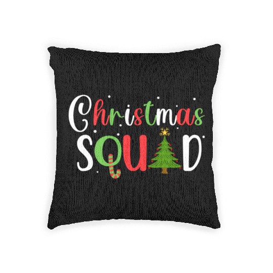 Christmas Squad Funny Xmas Tree Family Matching Woven Pillows