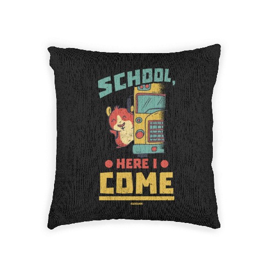 School bus pet funny saying Woven Pillows