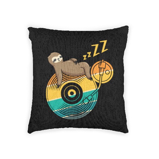 Music Vinyl LP Collection Cute Sleeping Sloth Woven Pillows