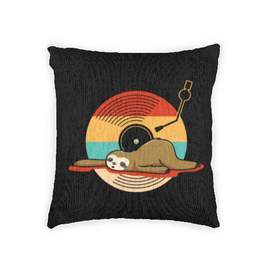 Music Vinyl LP Collection Cute Sleeping Sloth Woven Pillows