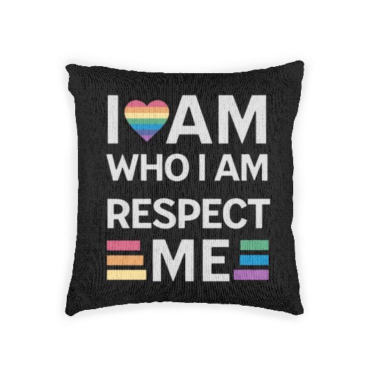 i am who i am respect me rainbow unisex Woven Pillows