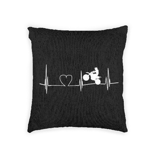 motorcycle heartbeat Woven Pillows