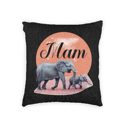 Mama Elephant Woven Pillows Cute Classic