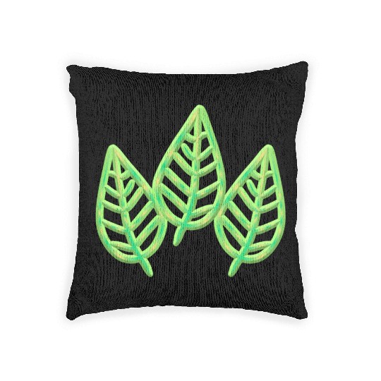 three leaves leaf icon nature green Woven Pillows