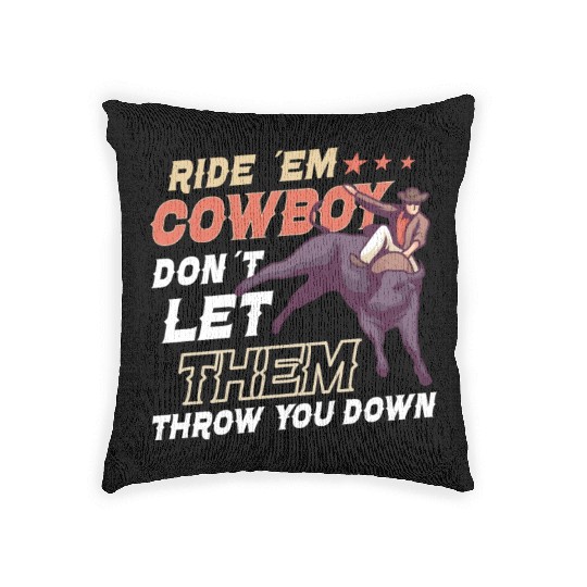 Rodeo Bull Riding Livestock Show Farmer Cattle Woven Pillows