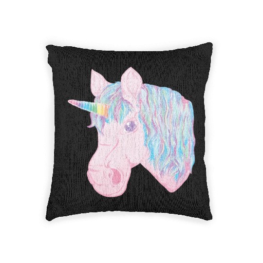 kawaii rainbow unicorn Woven Pillows