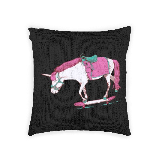 Unicorn on a Skateboard Woven Pillows