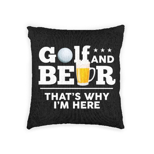 Golf and Beer Joke Dad Funny Fathers Day Drinking Woven Pillows