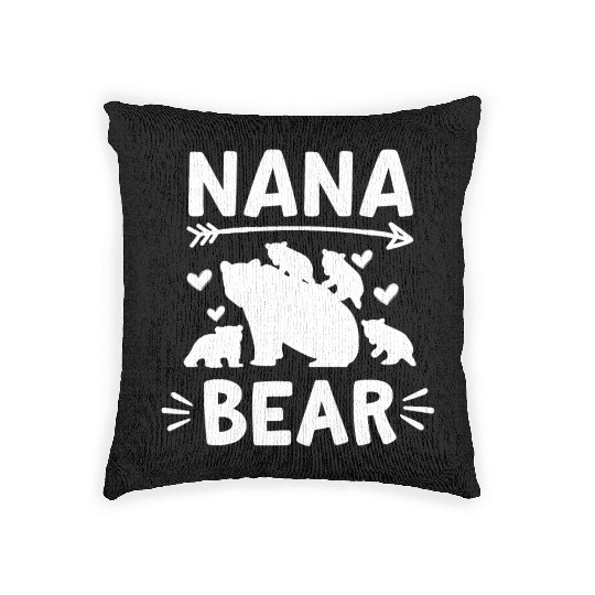 Nana Bear 4 Cubs Cute Grandparents Day Gift 4 Gran Woven Pillows