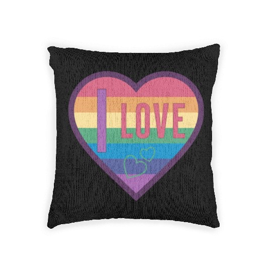 colorful heart rainbow unisex love for everyone Woven Pillows