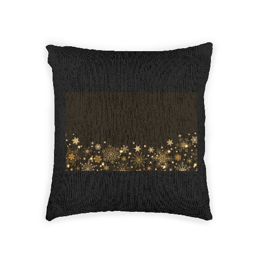 Elegant Black Gold Snowflakes Woven Pillows