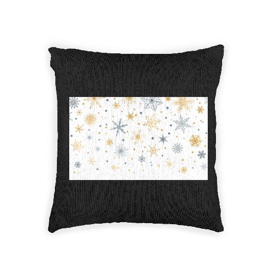 Elegant Snowflakes White Gold Silver Woven Pillows