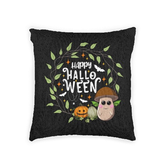 Bat Mushroom 'brown' - Happy Halloween Woven Pillows