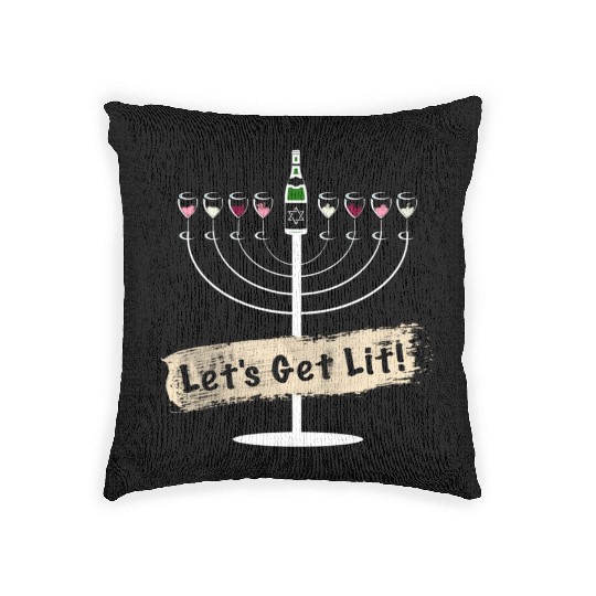 Let's Get Lit Wine Lovers Hanukkah Woven Pillows