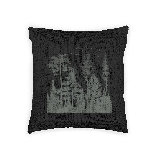 Dark Forest Outdoor Nature Camper Woven Pillows