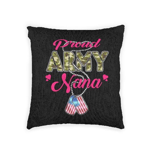 Proud Army Nana US Flag Camo Dog Tags Military Gra Woven Pillows